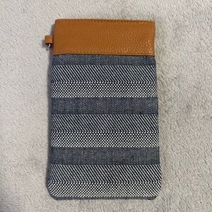 Thirty-One Pinch Top Eyeglass Case Faux Leather Twill Sunglass Zip Pocket Soft